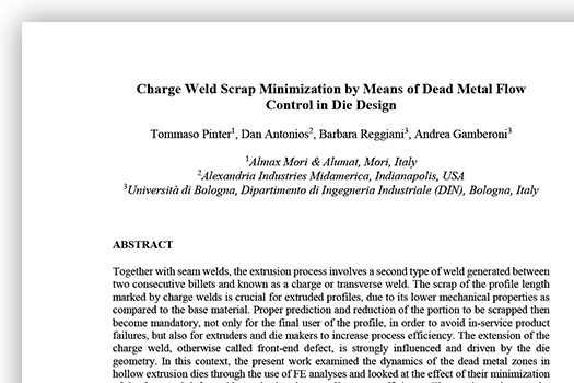 Almax Mori | FEA | Charge Weld Scrap Minimization by Means of Dead Metal Flow Control in Die Design | 